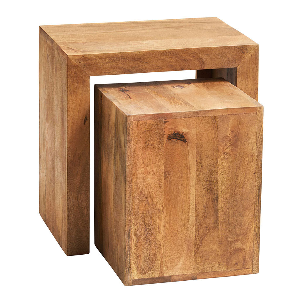 Solid Mango Wood Nest Of 2 Tables Cubed - Toko