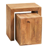 Solid Mango Wood Nest Of 2 Tables Cubed - Toko