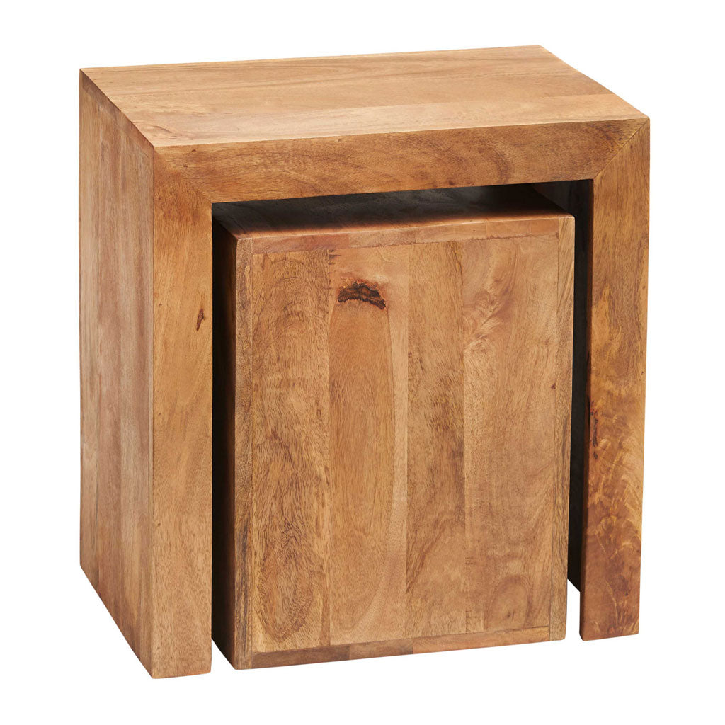 Solid Mango Wood Nest Of 2 Tables Cubed - Toko