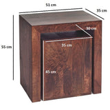 Solid Mango Wood Nest Of 2 Tables Cubed - Toko
