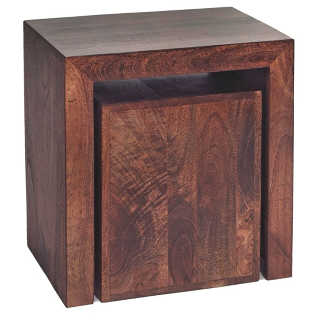 Solid Mango Wood Nest Of 2 Tables Cubed - Toko