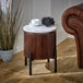 Solid Mango Wood Side Table Round With Marble Top - Opal