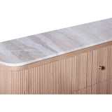Solid Mango Wood Sideboard With 2 Doors 3 Drawers And Natural Marble Top - Ashford