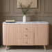 Solid Mango Wood Sideboard With 2 Doors 3 Drawers And Natural Marble Top - Ashford
