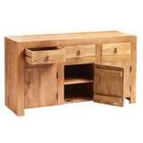 Solid Mango Wood Sideboard With 3 Doors And 3 Drawers - Toko