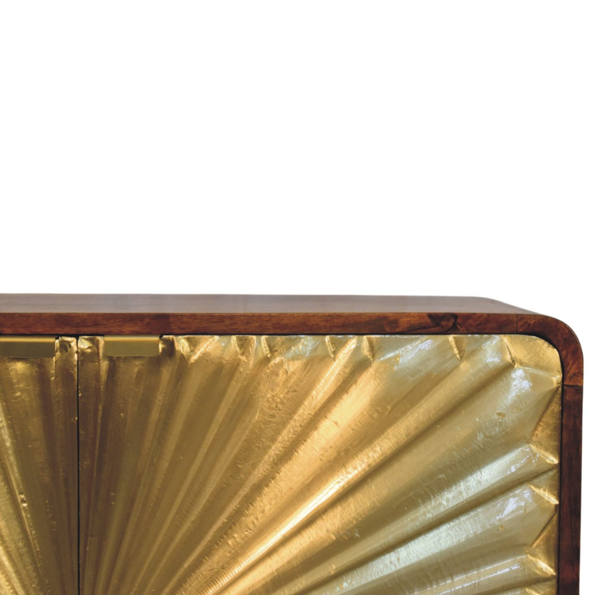 Solid Mango Wood Storage Cabinet With 2 Brass Embossed Doors - Avora