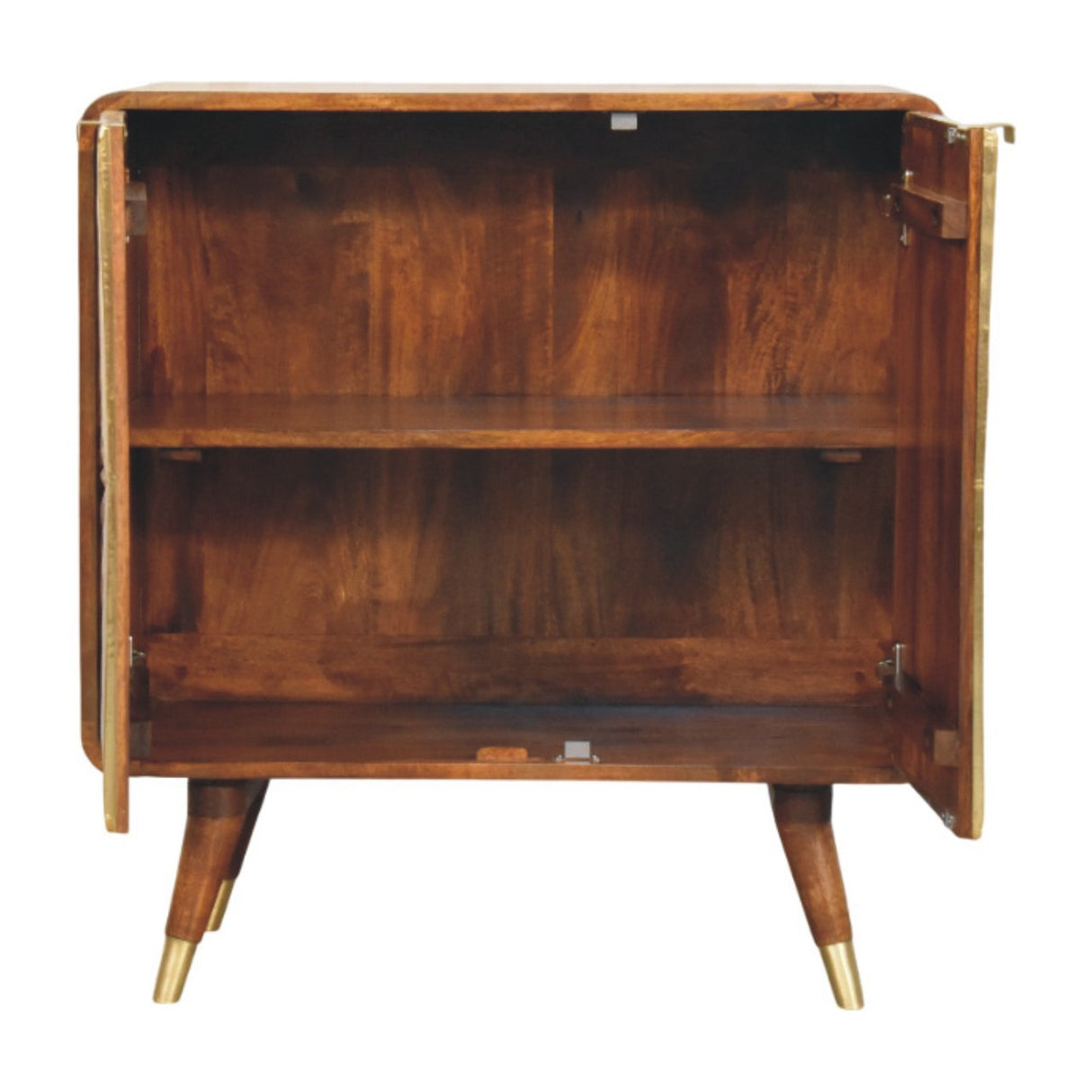 Solid Mango Wood Storage Cabinet With 2 Brass Embossed Doors - Avora