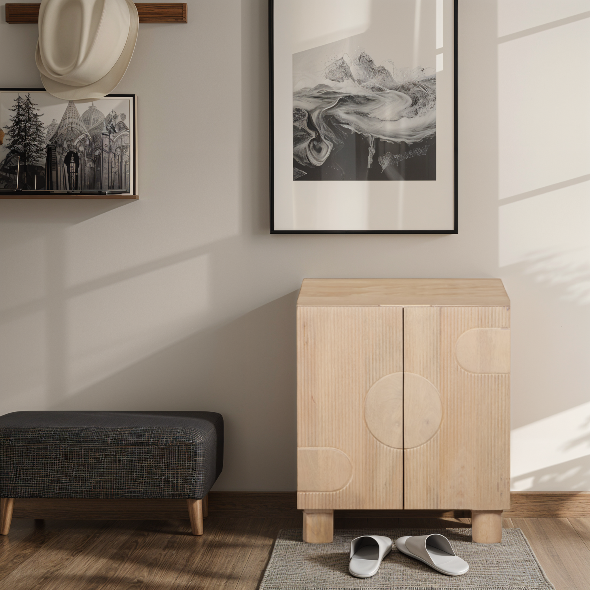 Solid Mango Wood Storage Cabinet With 2 Doors - Austin