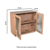 Solid Mango Wood Storage Cabinet With 2 Fluted Glass Doors - Indus