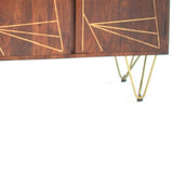 Solid Mango Wood Storage Cabinet With 3 Doors - Dark Gold