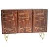 Solid Mango Wood Storage Cabinet With 3 Doors - Dark Gold
