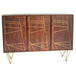 Solid Mango Wood Storage Cabinet With 3 Doors - Dark Gold