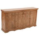 Solid Mango Wood Storage Cabinet With 4 Doors - Artwork