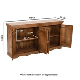 Solid Mango Wood Storage Cabinet With 4 Doors - Artwork