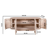 Solid Mango Wood Storage Cabinet With 4 Doors - Valencia
