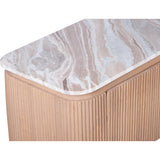 Solid Mango Wood TV Stand With 2 Doors And Natural Marble Top - Ashford