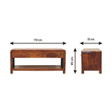 Solid Mango Wood TV Stand With 3 Drawers - Aspen