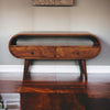 Solid Mango Wood TV Stand Circular With 2 Drawers - Birmingham