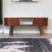 Solid Mango Wood TV Stand Round And Open With 2 Drawers - Birmingham