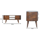 Solid Mango Wood TV Stand Rounded With 4 Drawers - Chester