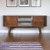 Solid Mango Wood TV Stand Rounded With 4 Drawers - Chester
