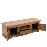 Solid Mango Wood TV Stand With 2 Doors - Artwork