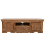 Solid Mango Wood TV Stand With 2 Doors - Artwork