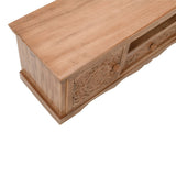 Solid Mango Wood TV Stand With 2 Doors - Artwork