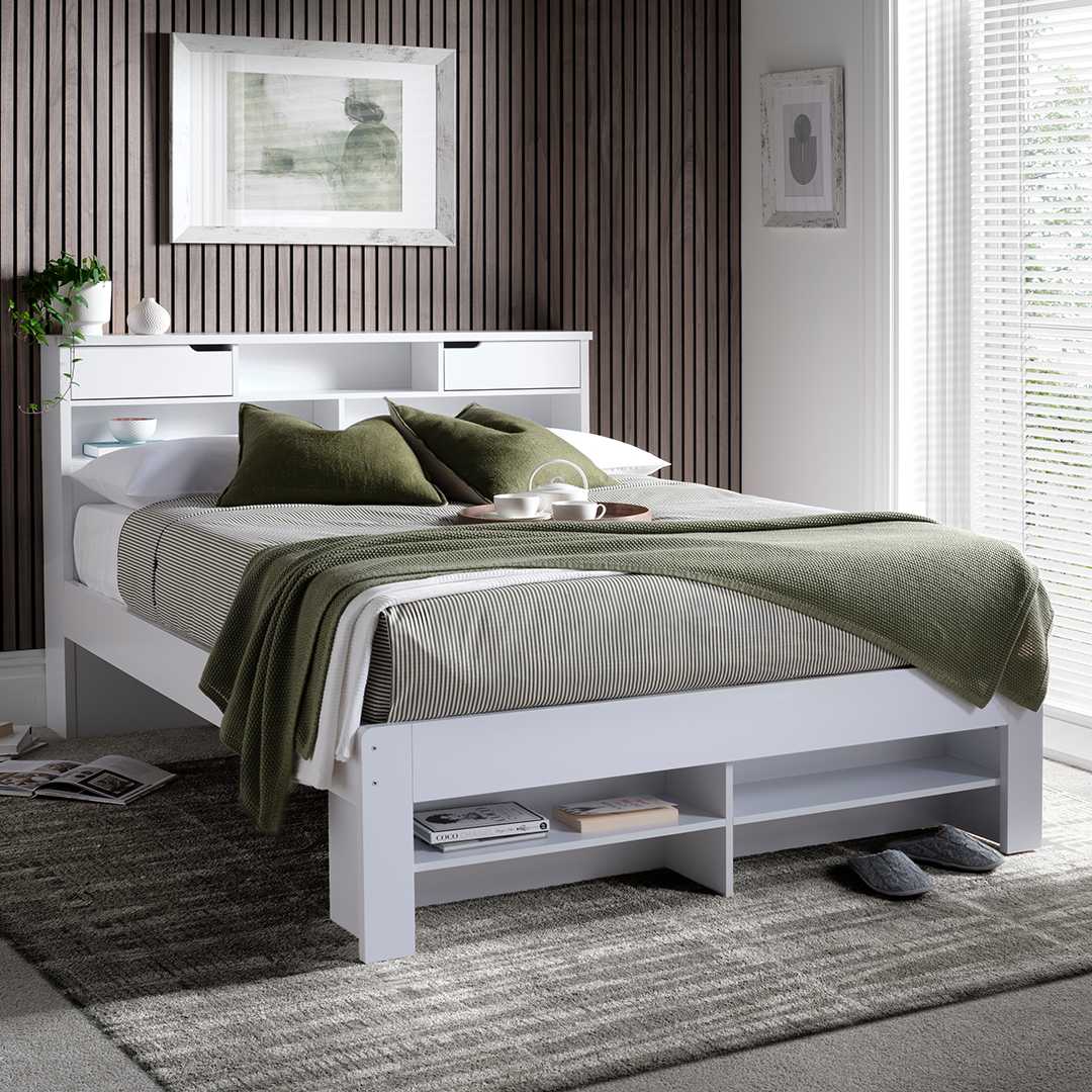 Solid Pine Wood Double Bed - Fabio