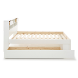 Solid Pine Wood Double Bed With Underbed Pull-Out Drawer - Fabio