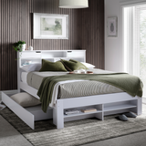 Solid Pine Wood Double Bed With Underbed Pull-Out Drawer - Fabio