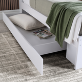 Solid Pine Wood Double Bed With Underbed Pull-Out Drawer - Fabio