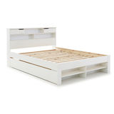 Solid Pine Wood Double Bed With Underbed Pull-Out Drawer - Fabio