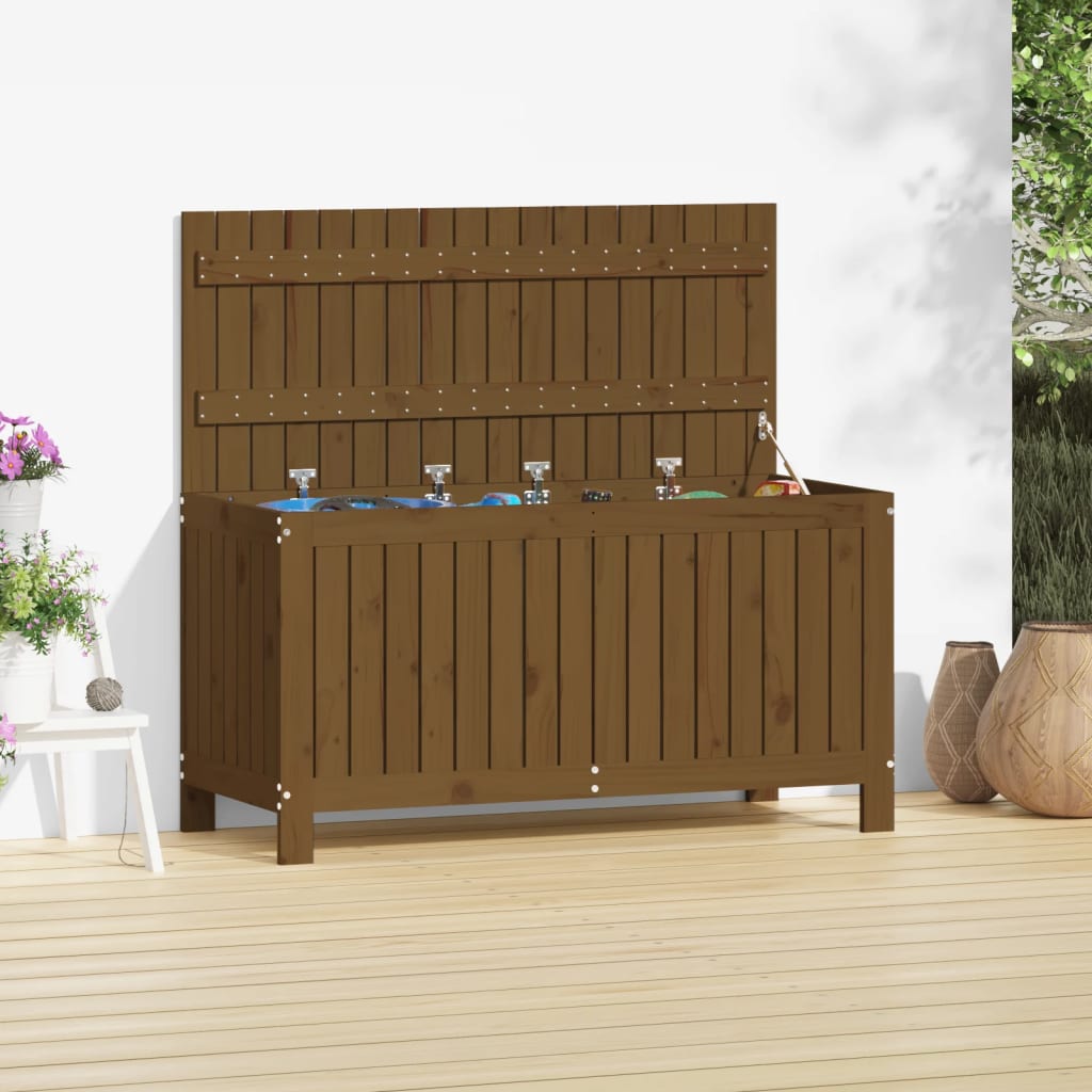 Solid Pine Wood Garden Storage Box 115cm Wide - Vantage Home