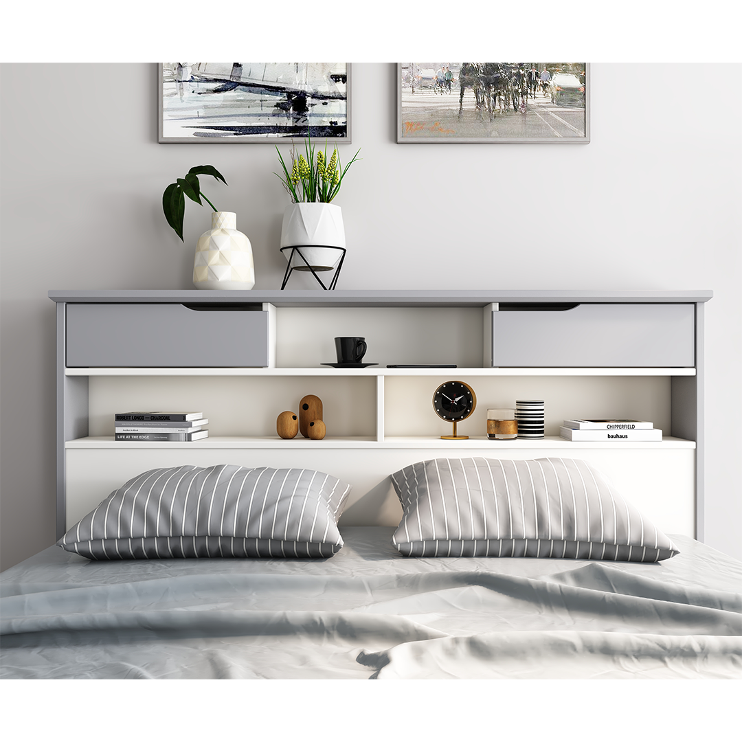 Solid Pine Wood King Size Bed With Underbed Pull-Out Drawer - Fabio