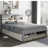 Solid Pine Wood King Size Bed With Underbed Pull-Out Drawer - Fabio