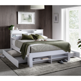 Solid Pine Wood King Size Bed With Underbed Pull-Out Drawer - Fabio