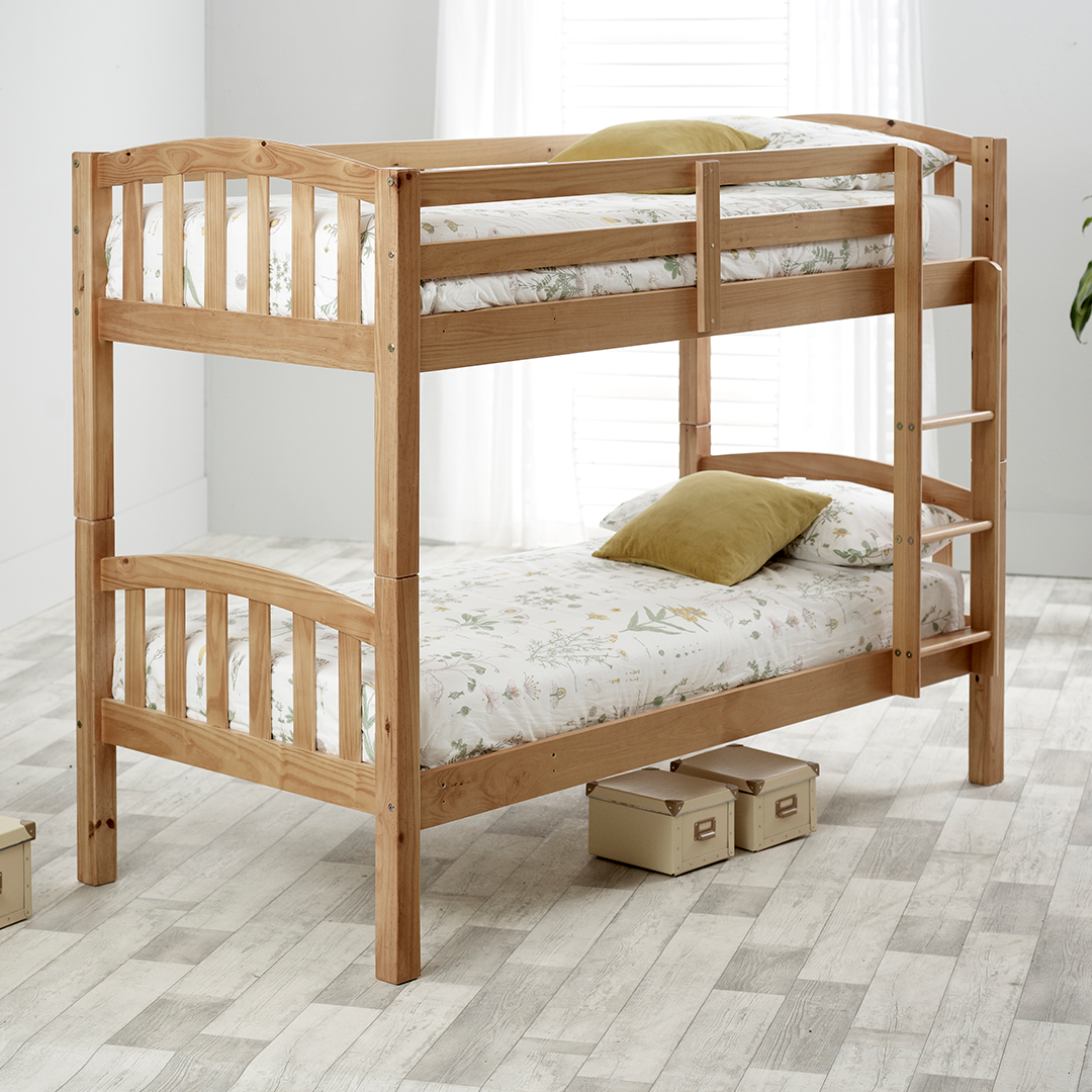 Solid Pine Wood Single Bunk Bed - Mya