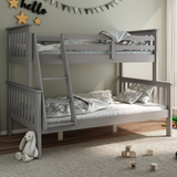 Solid Pine Wood Triple Sleeper Bunk Bed Single And Small Double - Carra