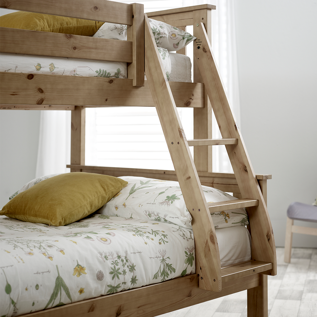 Solid Pine Wood Triple Sleeper Bunk Bed Single And Small Double - Carra