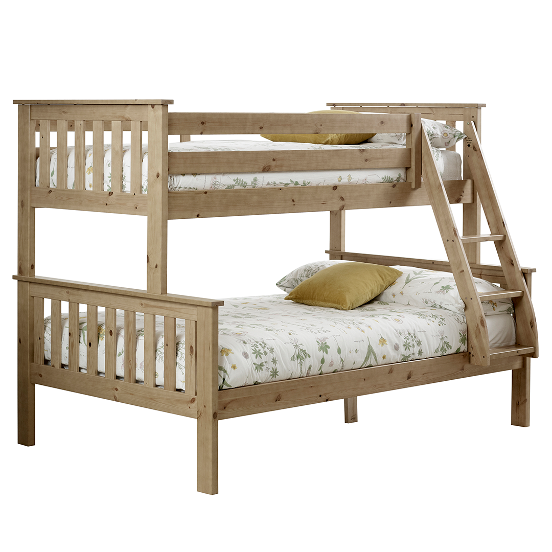 Solid Pine Wood Triple Sleeper Bunk Bed Single And Small Double - Carra