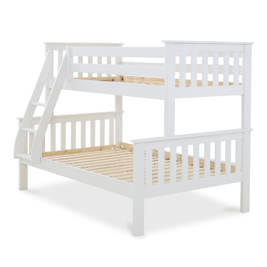 Solid Pine Wood Triple Sleeper Bunk Bed Single And Small Double - Carra