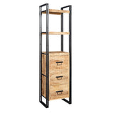 Solid Reclaimed Wood Bookcase With 3 Drawers - Cosmo Industrial