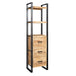 Solid Reclaimed Wood Bookcase With 3 Drawers - Cosmo Industrial