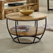Solid Reclaimed Wood Coffee Table Round With Shelf - Surrey
