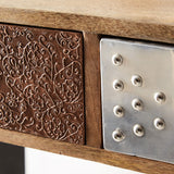 Solid Reclaimed Wood Desk for Home And Office With 2 Drawers - Sorio