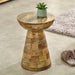 Solid Reclaimed Wood Side Table Round in Mushroom Style - Surrey