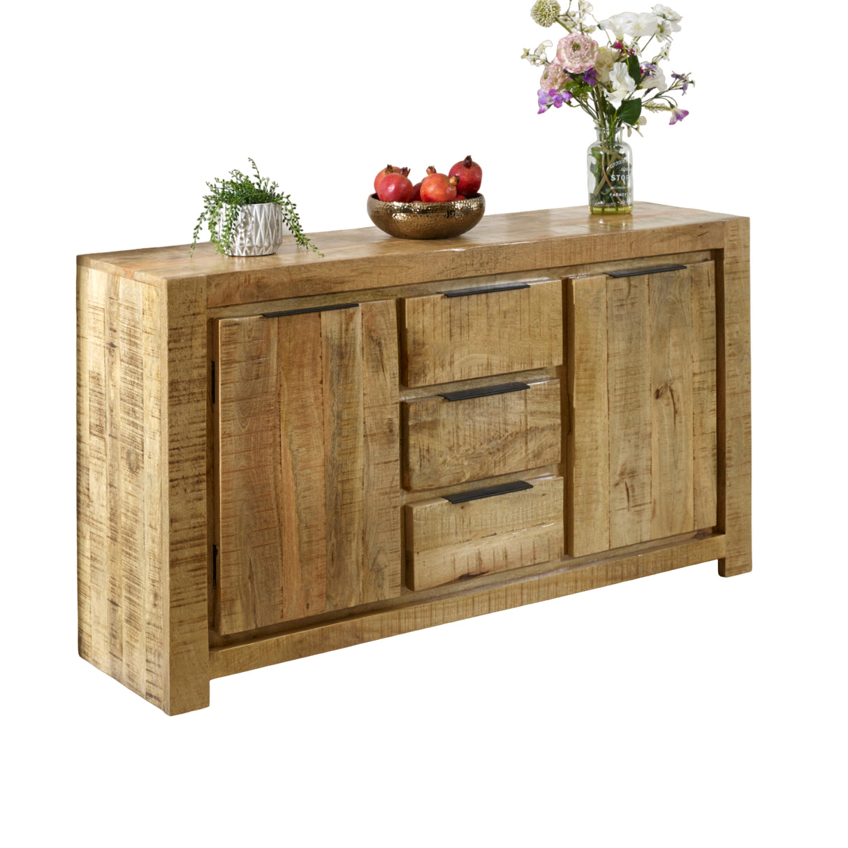 Solid Reclaimed Wood Sideboard With 2 Doors And 3 Drawers - Surrey
