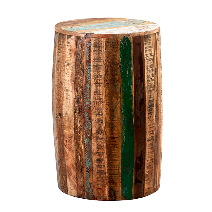 Solid Reclaimed Wood Stool Round - Coastal