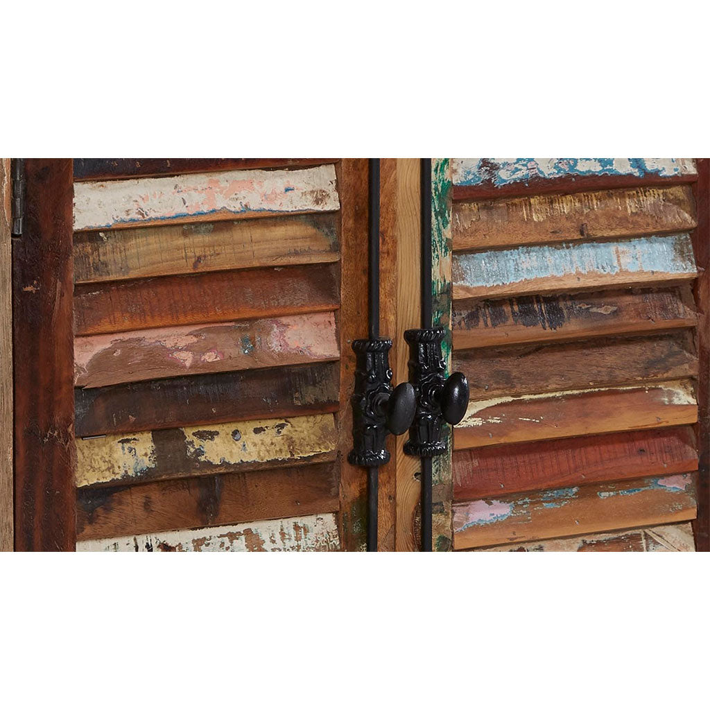 Solid Reclaimed Wood Storage Cabinet With 2 Doors - Coastal